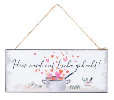 Schild L30cm Mit Liebe gekocht Spruch Metall Wandbild Wanddeko Türschild Küche - Bild 1 von 4