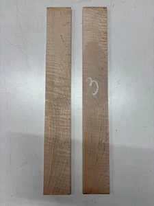 2 Pcs, Quilted Flame Hard Maple 21x 2-7/8x 3/8 Guitar Fingerboard Blanks #03 - Picture 1 of 3