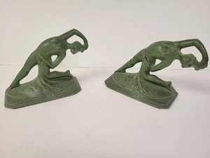 Rare Antique Art Deco Nude Woman Dancing Bookends Cast Iron - Picture 1 of 9