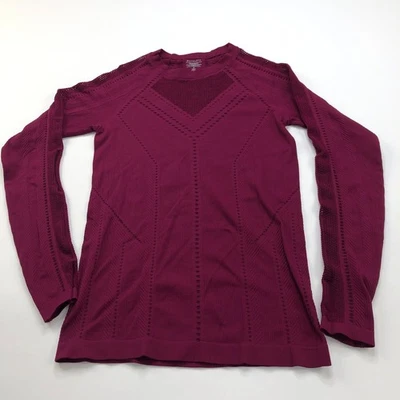 Athleta 氧气网小号勃艮第女式运动休闲套衫上衣 529445 — 第 1/4 张图片