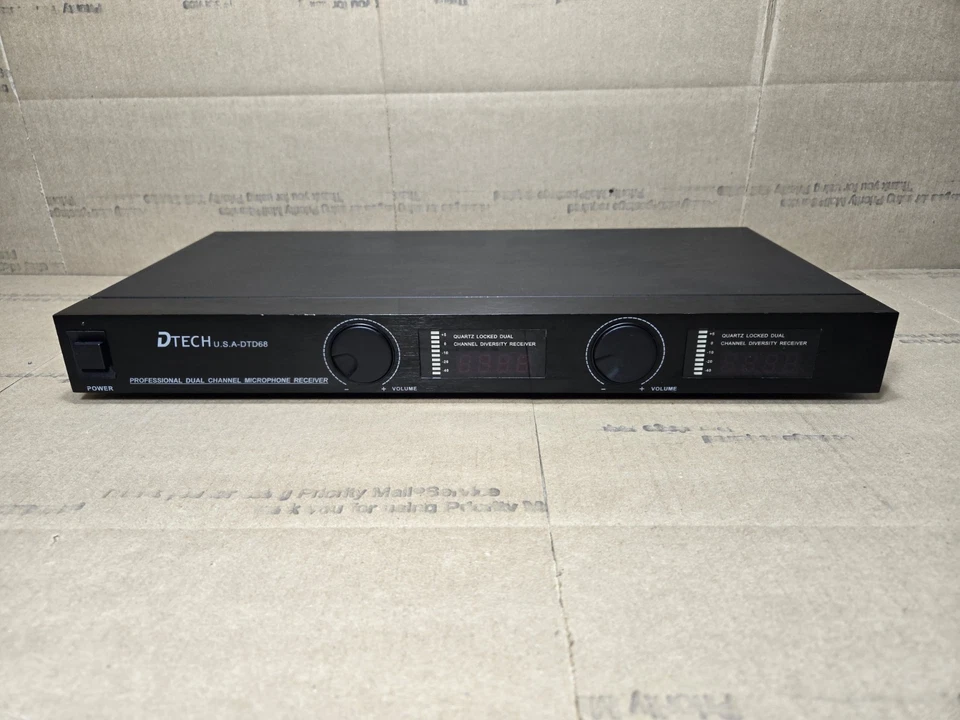 DTech DTD 68 Dual Channel Wireless Mic System Receiver, Missing 1 Antenna & Mics - Image 1 of 4