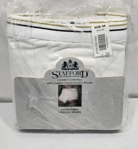 Neu Vintage Stafford 6er Pack weiß 100% Baumwolle Full Cut klassische Slips Größe 34 - Bild 1 von 4