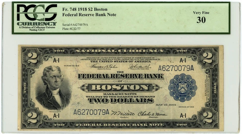 FR.748 $2 1918 Federal Reserve Bank Note Boston VF30 PCGS Currency 950750-97 - Image 1 of 3