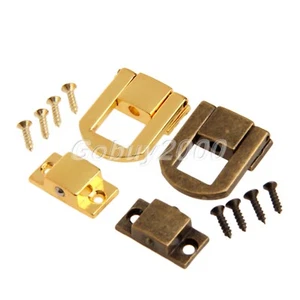 20x25mm Retro Brass Hasp Jewellery Box Retro Wood Chest Lock Latch Clasp 1/5pcs - Picture 1 of 10