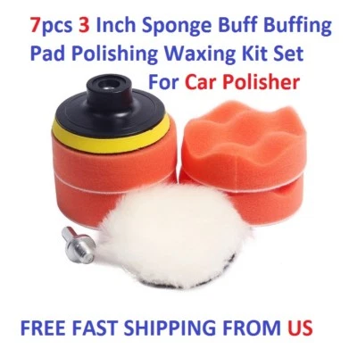 7pcs 3 Inch Sponge Buff Buffing Pad Polishing Waxing Kit Set For Car Polisher - Image 1 of 4