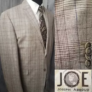 Abboud Herren 46R Blazer beige kariert unstrukturiert Sport Mantel Jacke 👉Leinen Baumwolle - Bild 1 von 21