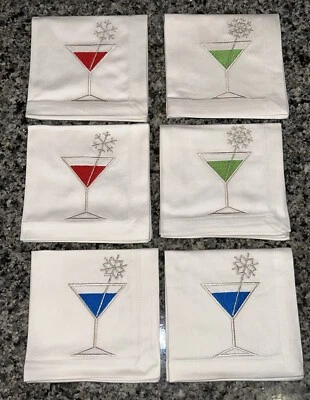 Crate & Barrel Jack Frost Cocktail Napkins 100% Cotton (set of 6) NIP - Image 1 of 4