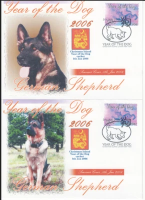 ЛОТ ИЗ 2 НЕМЕЦКИХ ОВЧАРОК 2006 ГОД СОБАКИ МАРКА ОБЛОЖКА ФИОЛЕТОВЫЙ НАБОР МАРОК B - Изображение 1 из 3