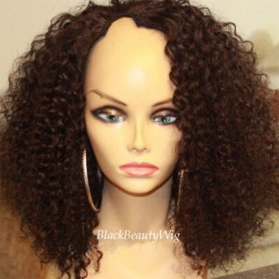 Mongolian Kinky Curly U Part Human Hair Wig Curly U Part Wigs For Black Women - Image 1 of 4