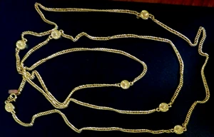 MONET  Vintage Signed Multi Strand Gold Tone Chains Long Necklace 54" End to End - Picture 1 of 5