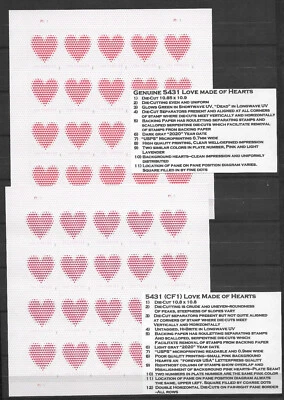 NEW!! Set of 2 FULL PANES--- LOVE MADE OF HEARTS #5431(CF)1 + Regular Pane #5431 - Image 1 of 3
