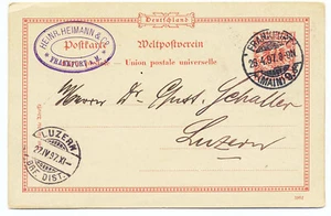 Germany 1897 Postal Stationery Card Advertising H&G #25 (596f) Frankfurt to Swit - Picture 1 of 2