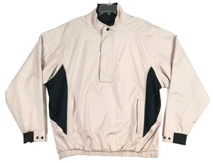 FootJoy DryJoys Jacket Mens L Tan Black 1/4 Zip Golf Windbreaker Pullover Rain - Picture 1 of 13