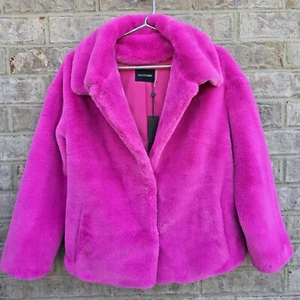 New Dolce Cabo Faux Fur SUPER SOFT Shawl Collar Jacket in Hot Pink - Size Small - Picture 1 of 14