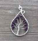 DROP/PEACOCK STYLE GARNET TREE OF LIFE  WIRE WRAPPED PENDANT GEMSTONE 