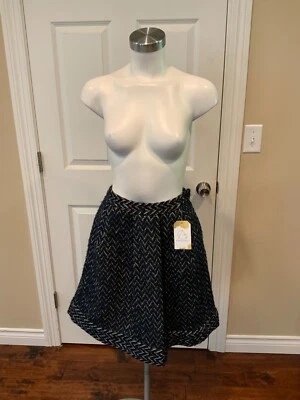 Diane фон Furstenberg "Лу Луиза" синий и белый зигзагообразный шерсти юбка, размер 4 - Изображение 1 из 4