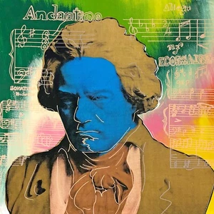 STEVE KAUFMAN "BEETHOVEN" | HAND SIGNED EMBELLSHED CANVAS | STRETCHED | GALLART - Picture 1 of 3
