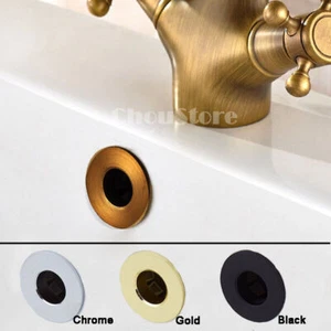 Cubierta de desbordamiento de lavabo de baño placa grifo fregadero orificio redondo decoración hecho sólido - Imagen 1 de 6