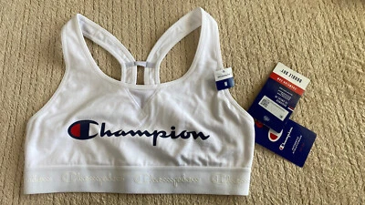Champion Womens Fitness Running Sports Bra M White DOUBLE DRY Athletic New W/Tag - Image 1 of 3