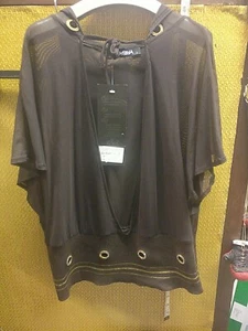 NWT .Lykia Boutique Women's Hooded See Through Blouse Size 1 - Picture 1 of 7