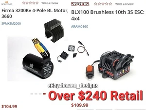 Arrma RC Spektrum Combo 3s BLX100 ESC Brushless Firma 3200Kv 4 Pole Motor 1/10 - Picture 1 of 7