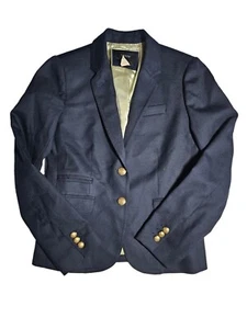 J.Crew Womens Blazer Size 0 Navy Blue Schoolboy Wool Button Jacket Career Preppy - Picture 1 of 15
