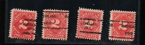 US #J62, four stamps, each with EFO precancel Cleveland, Ohio. - Picture 1 of 1