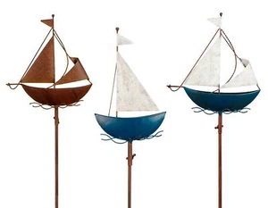 Metal garden plug sailboat on rod H: 111 and 132 cm - Picture 1 of 4