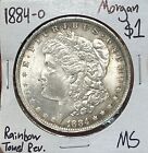 1884-O Morgan Silver Dollar Rainbow Toned Ms ( Raw1305 )