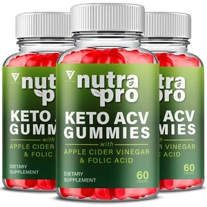 (3 Pack) Nutra Pro Keto ACV Gummies NutraPro Supplement Gummy (180 Gummies) - Picture 1 of 8