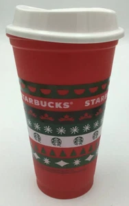 STARBUCKS 2020 Reusable Cup Grande 16oz Red HOLIDAY Xmas Christmas - Picture 1 of 3