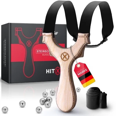 HITX Steinschleuder Alpha Zwille + 2x Gummibändern und 100 Stahlkugeln Slingshot - Bild 1 von 4