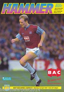 West Ham United V Barnsley 1990/91 01-04-1991 División 2 (Excelente) - Imagen 1 de 1