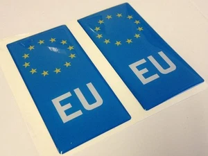 2x UE Euro Europa Gel 3D Placa de Letrero Insignia Lateral Insignias para PLACAS DE METAL DE ALUMINIO - Imagen 1 de 1