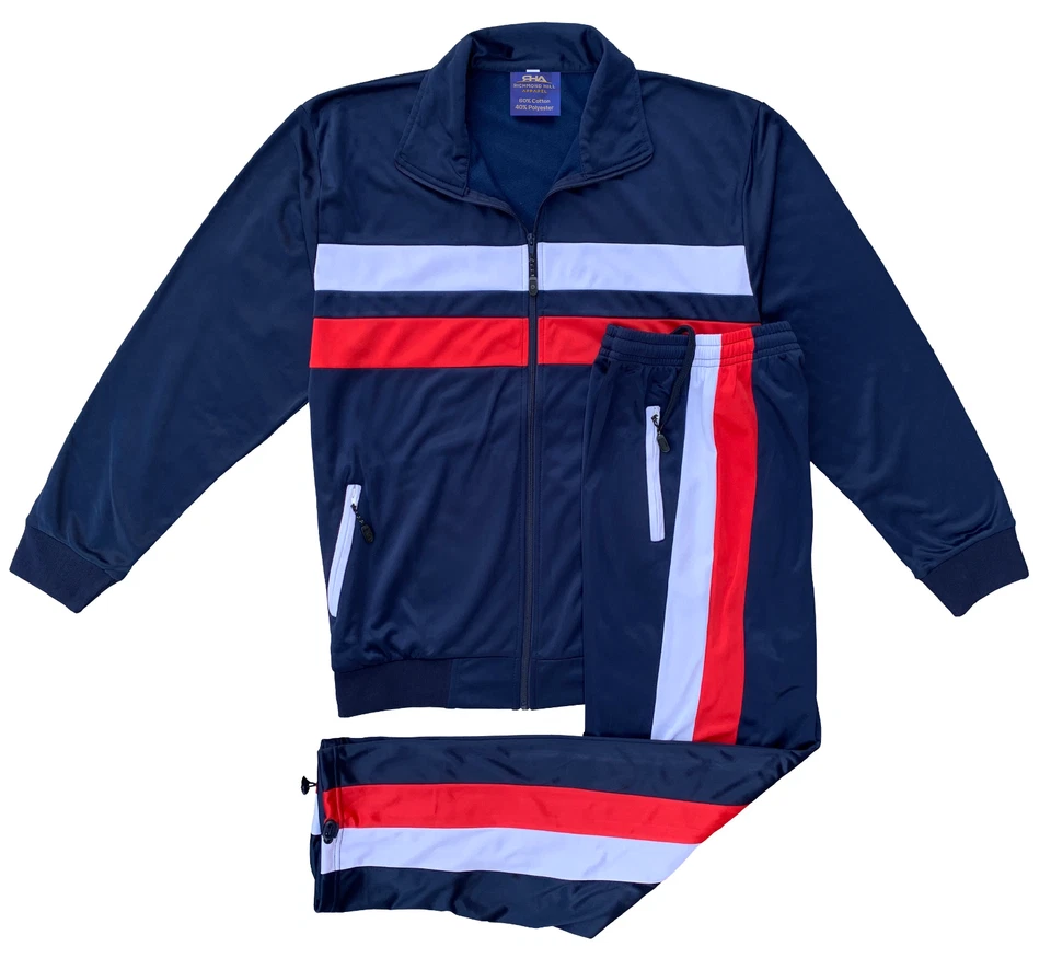 Chándal clásico para hombre con cremallera completa ropa deportiva chaqueta de pista y pantalones de chándal Foto 1 de 3