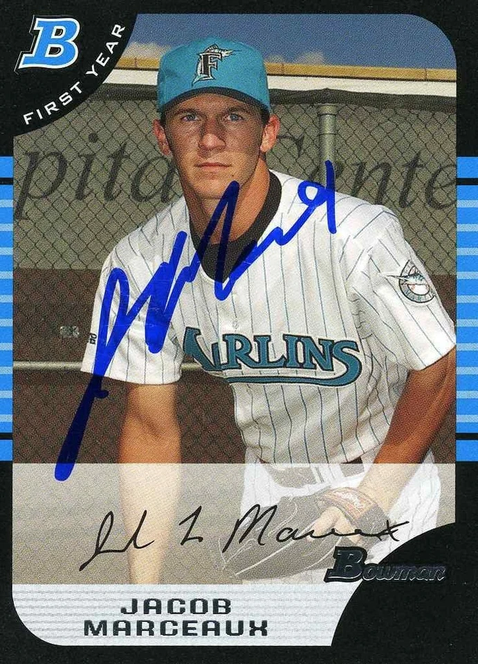 JACOB MARCEAUX AUTOGRAPHED AUTO SIGNED 2005 BOWMAN DRAFT ROOKIE CARD MARLINS COA - Image 1 of 1