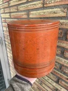 Burmesische asiatische rote Lack handbemalt Betelbox SELTEN ANTIK - Bild 1 von 9