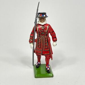 Vintage Britains LTD  Miniature Metal Soldier Guard Spear Red Coat 2.75" Tall