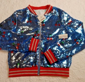 Rockets of Awesome Sequin Cherry Bomber Jacket Dance Cheer Youth Teen Junior 14 - Picture 1 of 9