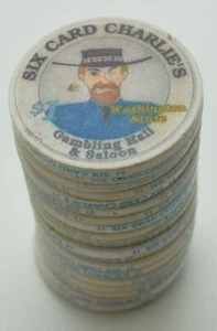 Sechs Karten Charlie's Casino Set 20 $1 Chips ChipCo. Long Beach WA* - Bild 1 von 2