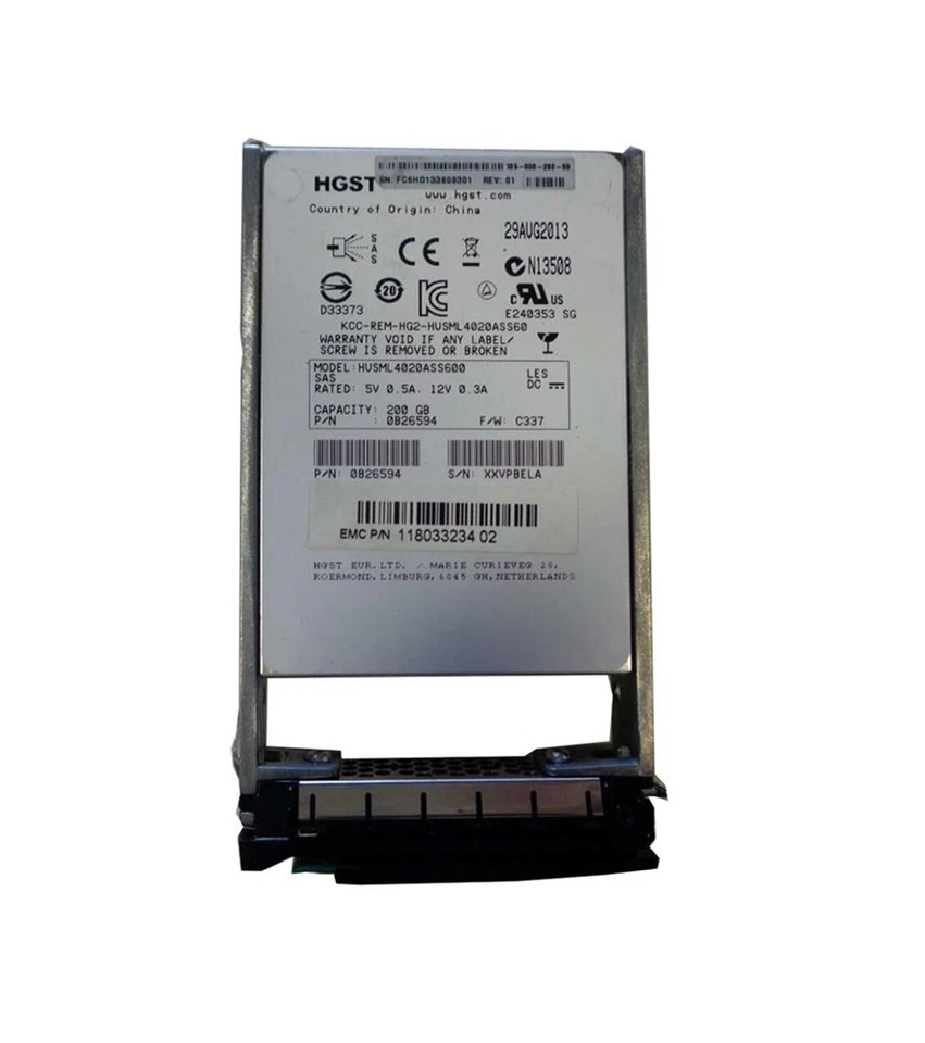 HGST 0B26594 HUSML4020ASS600 200GB 6Gb/s SAS 2.5" Server SSD w/ Caddy (A744) - Image 1 of 1