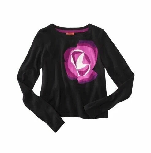NUEVO M 7 8 MISSONI para Target Niñas Negro Púrpura SUÉTER Flor Cuello Redondo Top Foto 1 de 1
