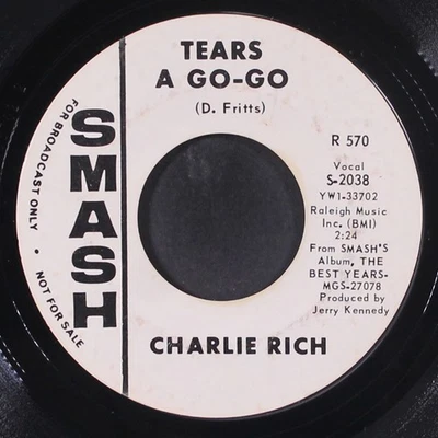 CHARLIE RICH: tears a gogo / no home SMASH 7" Single 45 RPM - Image 1 of 2
