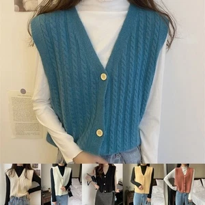 Womens Classic Fit Knit Vest with Trendy Candy Color Options Available - Picture 1 of 38