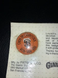 SAN FRANCISCO GIANTS Croix De Candlestick Orange Pinback SGA MLB #100 - Picture 1 of 3
