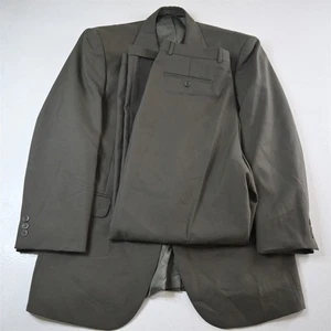 Traje De Colección Años 80 Cuadrado Para Hombre 40L 32x32 Verde Oliva Lana Cintura Alta Corte Completo Para Hombre - Imagen 1 de 12
