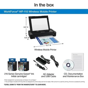 Portable Epson WorkForce WF-110 Wireless Color Inkjet Printer (See Photos) - Afbeelding 1 van 9