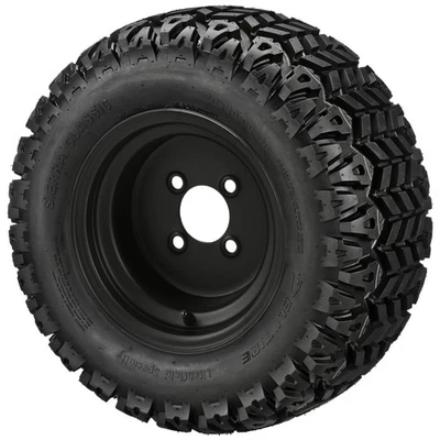 (4) Golf Cart 20x10-10 Sierra Sport A/T Tires on 10x7 Flat Black Steel Wheels - Image 1 of 3