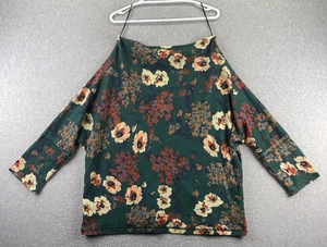 Neu mit Etikett Umgee 1XL grün Boho Blumenmuster schulterfrei 3/4-Ärmel Waffelmuster Strick Damen Top - Bild 1 von 8
