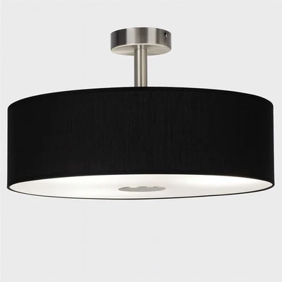 Deckenleuchte Deckenlampe Lampe Gewebe Schwarz Diffusor-Glas/Stahl 3x40W LEDINO - Bild 1 von 2